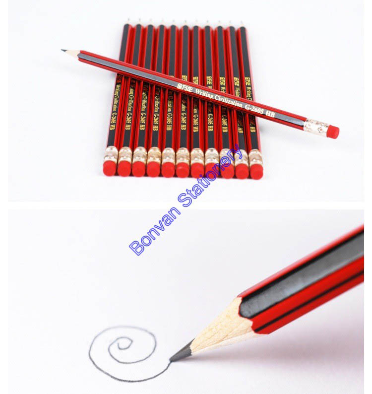 wholesale good quality stripped HB wooden pencil