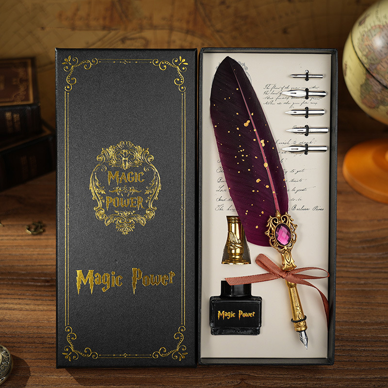 Vintage European Style Feather Quill Pen Set