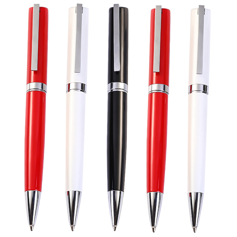 red black white color finish metal ball pen