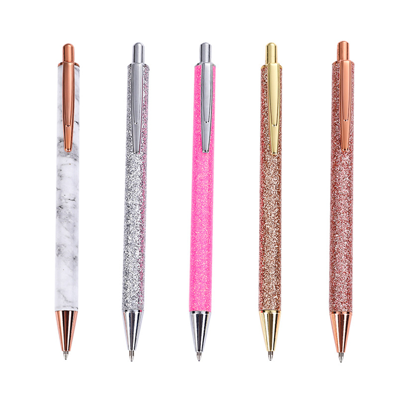 glitter barrel click metal pen