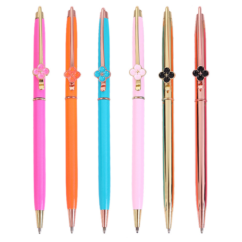 flower clip custom logo gift metal ballpen