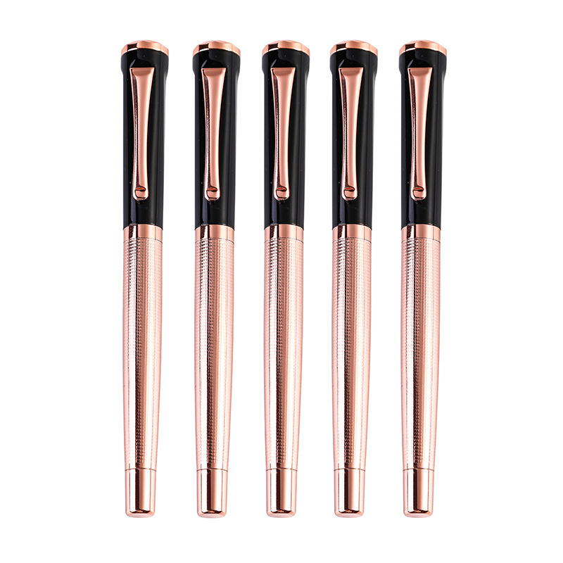 Rose gold platinglogo engraved roller ink pen