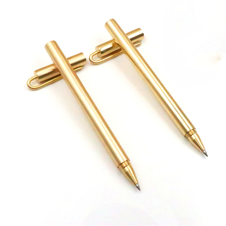 heavy round barrel brass pen