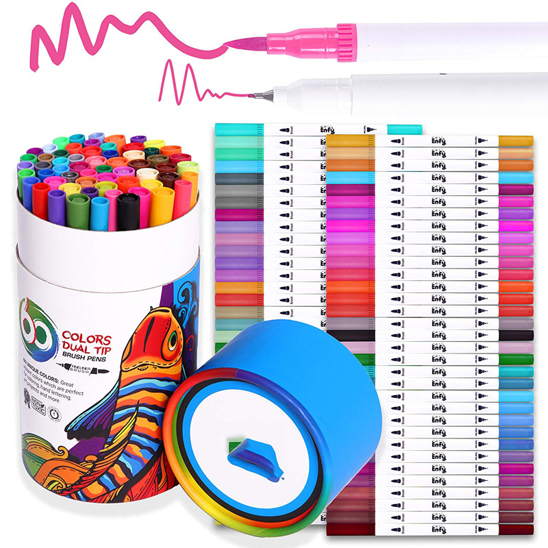 60 colors dual tips brush marker