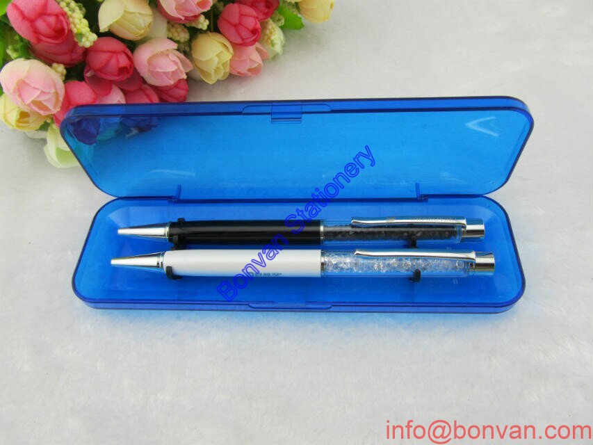 clear plastic box pen set