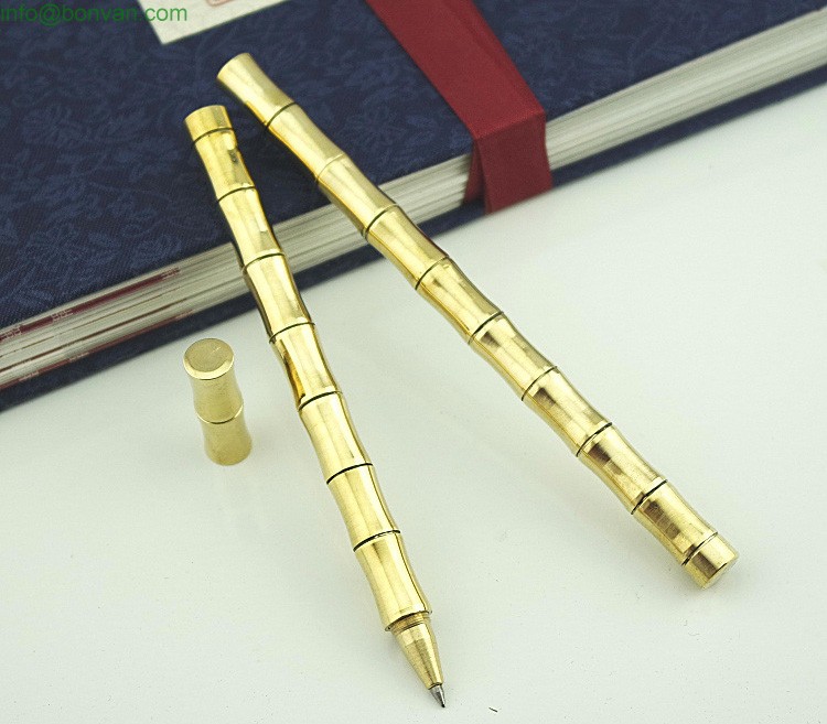Bamboo shape brass pen