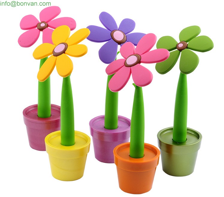 plastic cartoon pen,flower pen