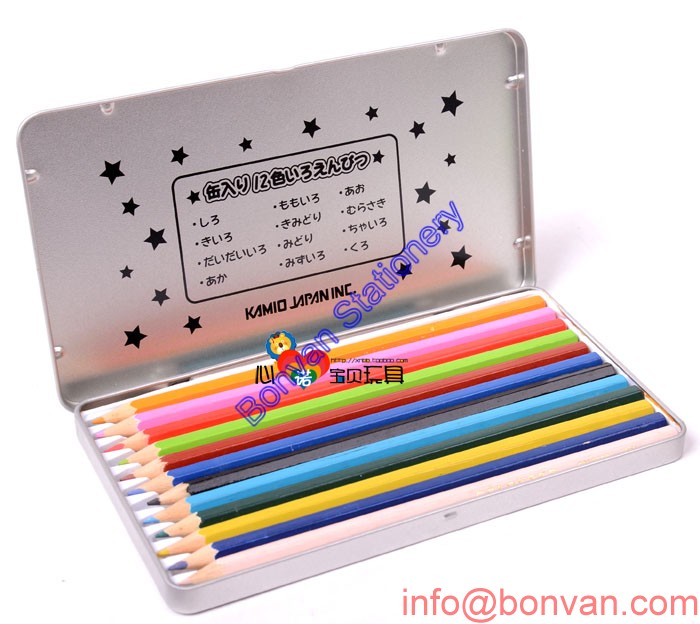Tin box packed color pencil,kids gift pencil