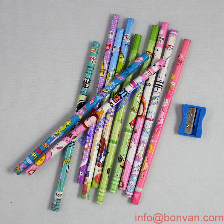 full color printed prmotional kids wooden pencil