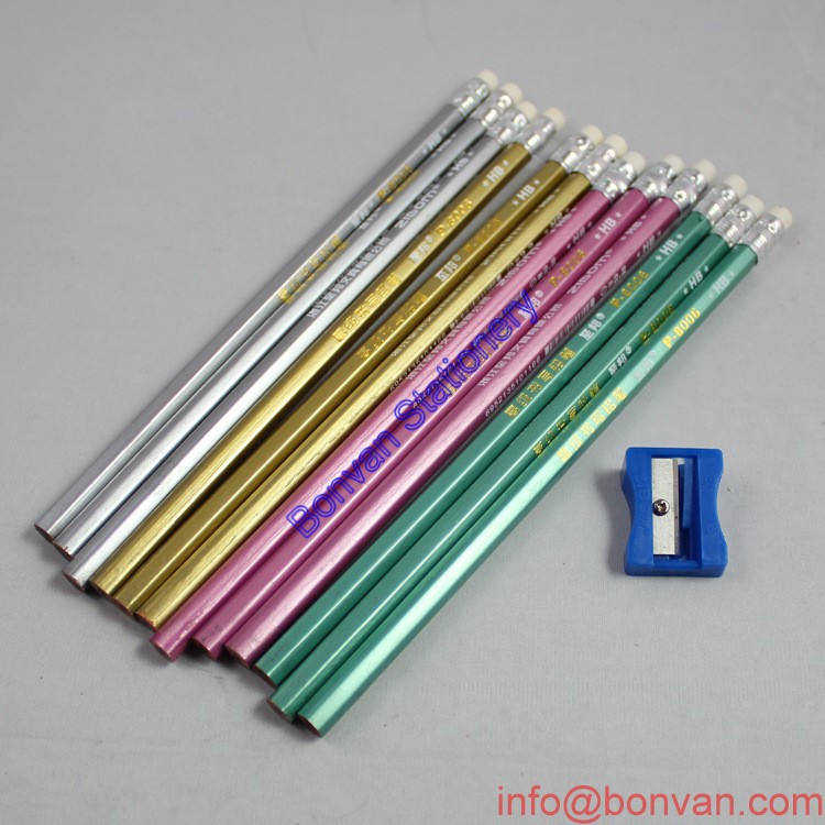 metallic lacquer coated wooden pencil