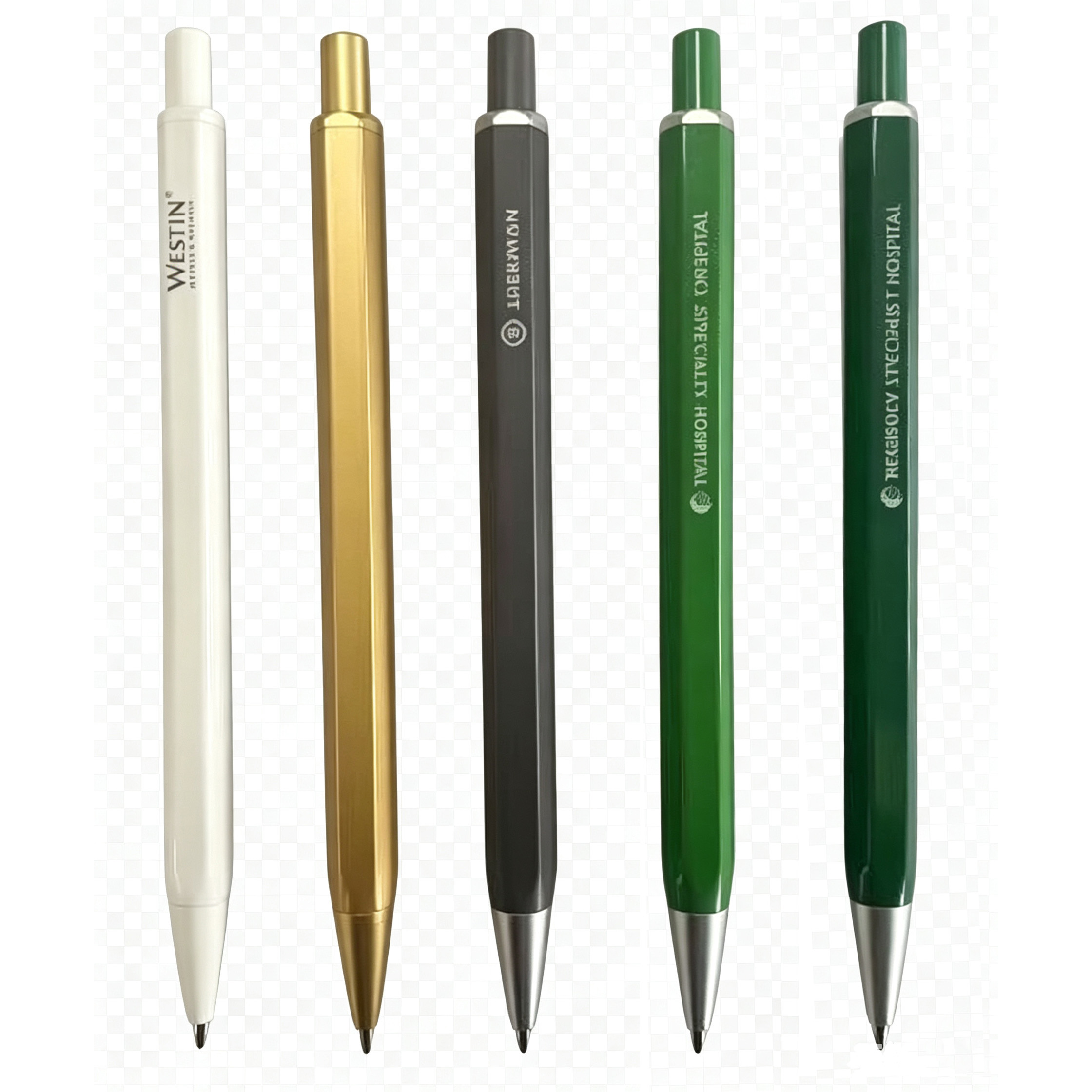Hexagonal brass metal pen for Westin hotel