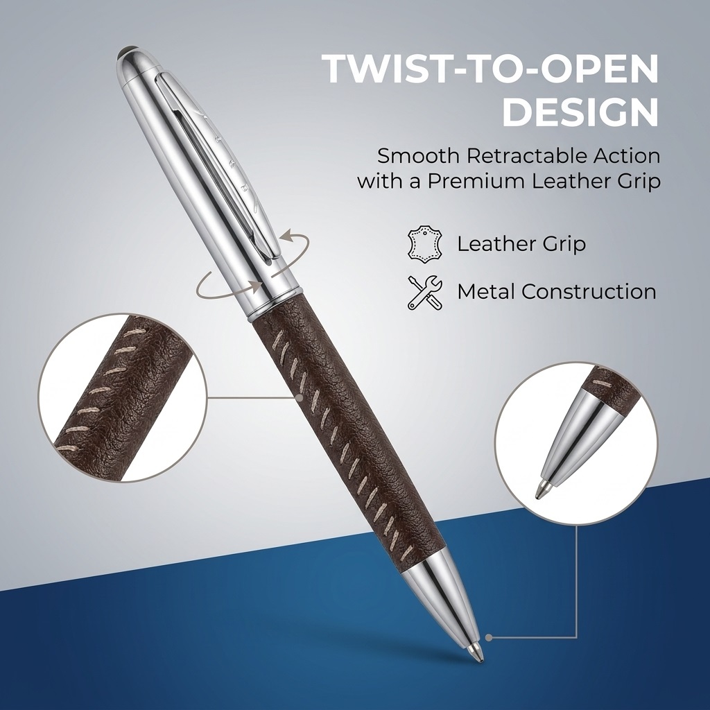 leather grip metal pen