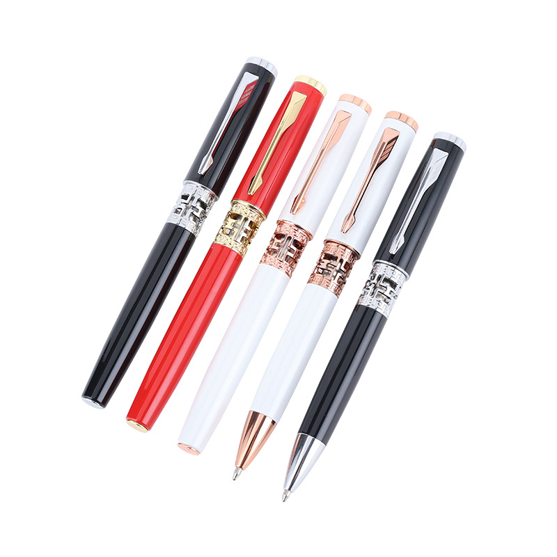 Giveaway Gift Fancy Metal Gold Flower Hollow Out Thick Ballpoin Pen Custom