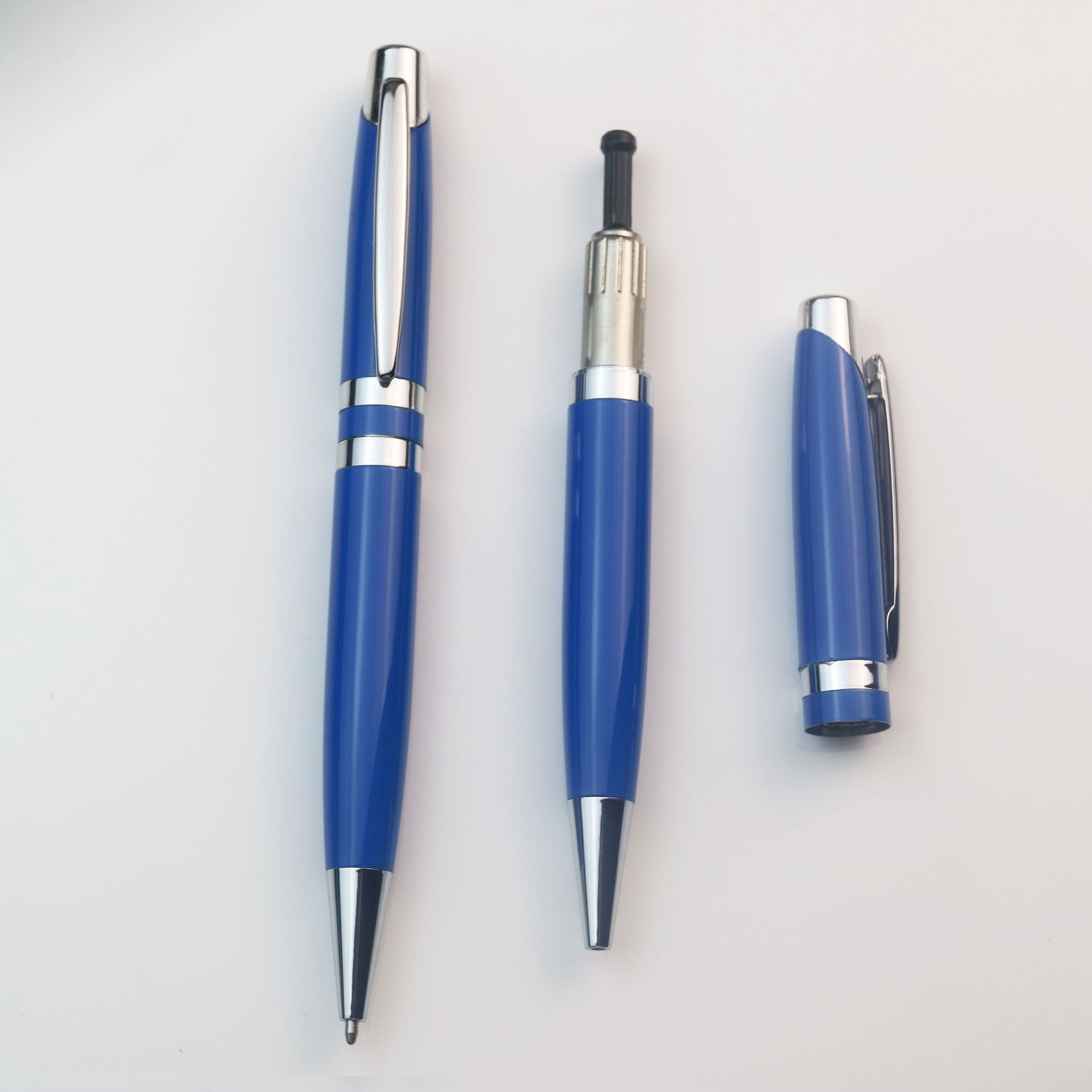 Blue color click metal gift logo pen