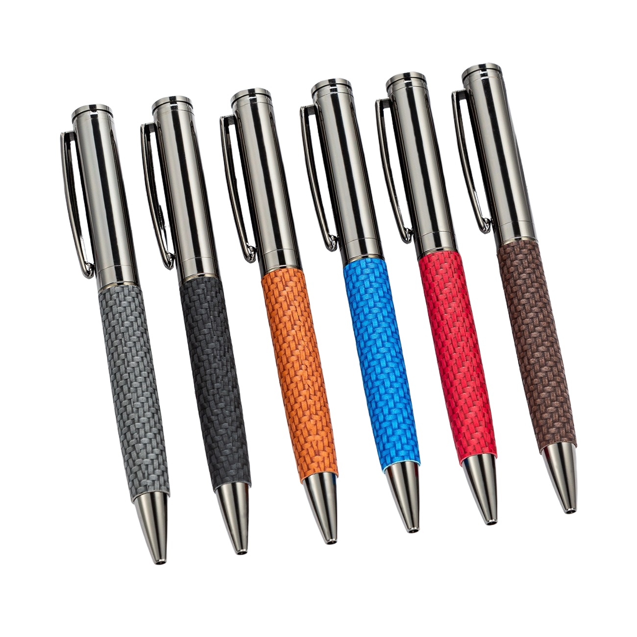 Leather grip chromed silver gift metal pen