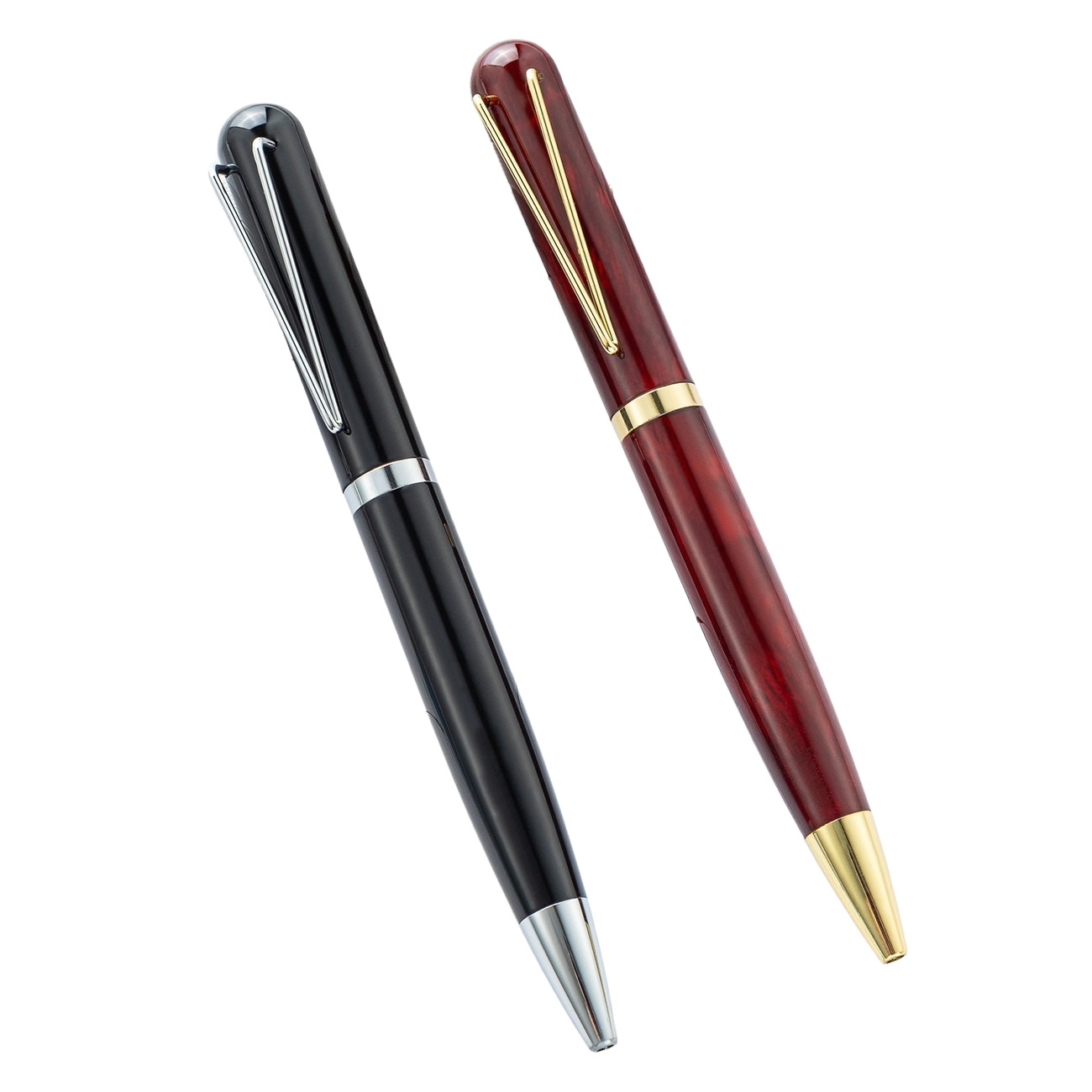 Exclusive Fashion Luxury Black Silver Metal Ballpoint Pens Logo Embossed